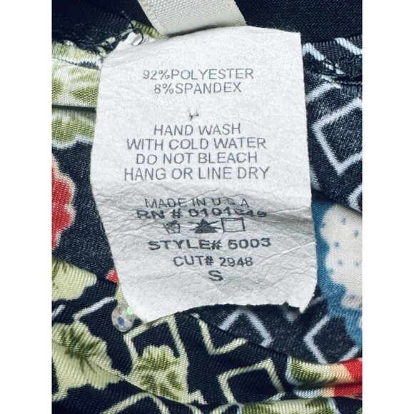 Y2K Multicolor Floral Top w Sparkle Dots Fitted Lower Off Shoulder Sydney Joy S - Picture 9 of 9